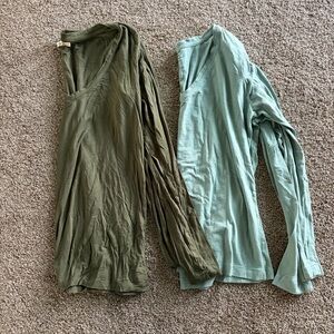 Set of Two Long Sleeve V-Neck Tops